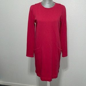 J Jill Pink Dress 100% cotton pockets long sleeve‎